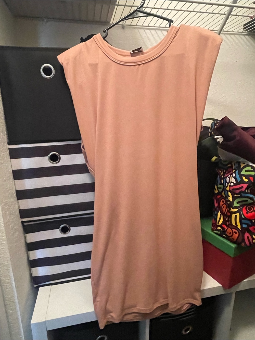 Damsel Wardrobe Pink Shoulder Pad Dress NWT L